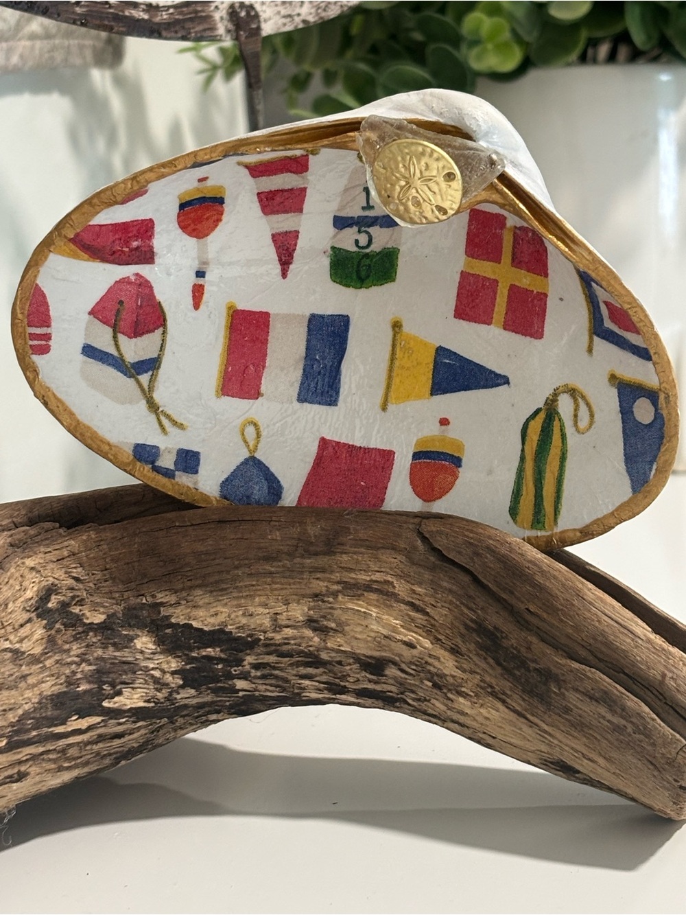 Nautical Flag Shell Décor - Multicolor